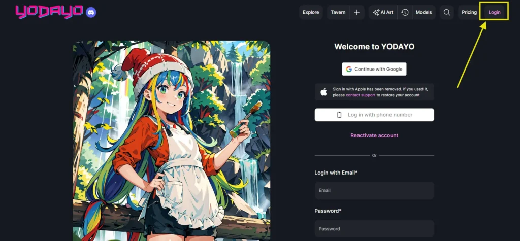 Yodayo Sign Up